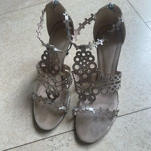 Klub Nico metallic (champagne gold) sandals with heel. Size 7.